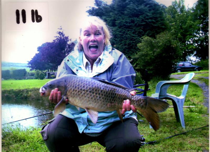 Very excited Sue at Pembrokeshire Coarse fishery